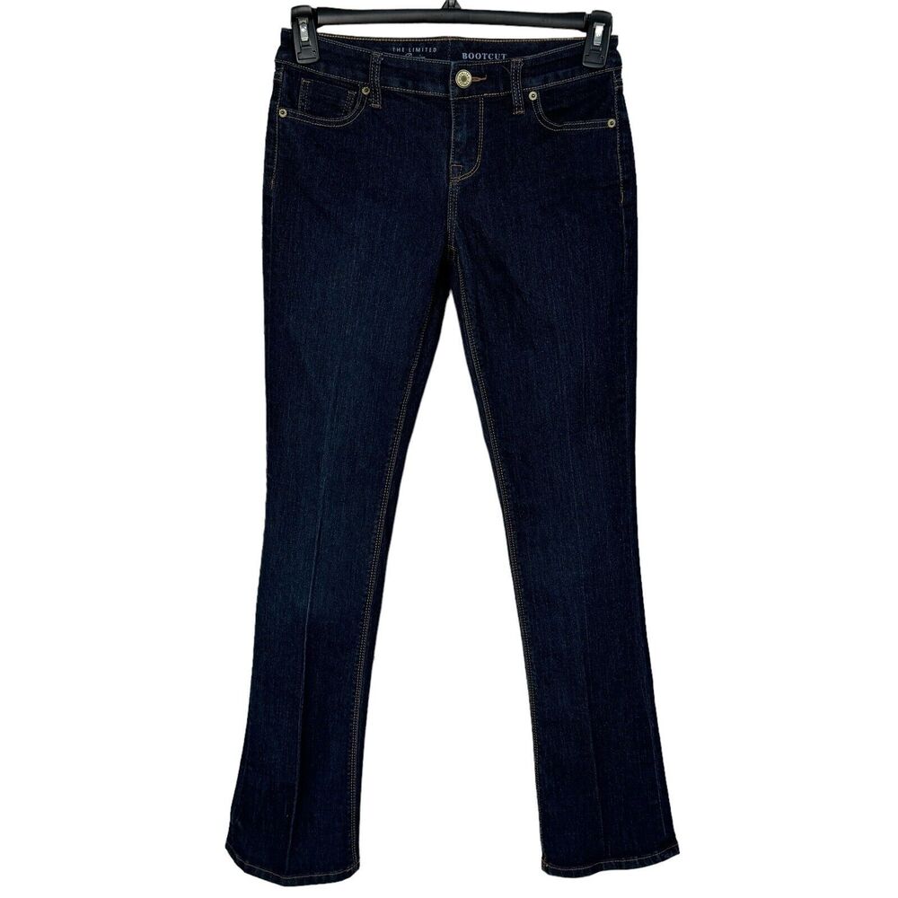 The Limited Denim SZ 2 Bootcut Jeans Low-Rise Zip-Fly Stretch Dark Wash Blue